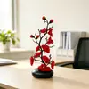 Producto popular transfronterizo: maceta plana pequeña bonsái flor de ciruelo, planta en maceta flor de ciruelo de invierno de tela de seda para el hogar, maceta creativa regalo de cumpleaños