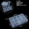 Caja de almacenamiento de escritorio de plástico con rejilla, 10, 15 y 24 botones transparentes, para accesorios de pesca, joyería y cosméticos.