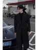 Elegante Casaco Trench Coat Estilo Francês para Homens, Dupla Face, Outono e Inverno, Estilo Maduro, Moda Coreana, Tendência Ins, Casaco de Lã Masculino com Ombros Caídos