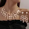 Collar de Borlas con Perlas y Pedrería Vintage Moda Simple Nicho Cadena Versátil para la Clavícula Collar de Lujo Ligero Alto Nivel Temperamento