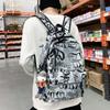 Mochila Graffiti de Rua da Moda 2025 Novo Estilo Coreano Moda Mochila de Grande Capacidade Masculina e Feminina Mochila Escolar Estudantil da Moda