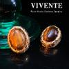 Pendientes Marcadores Ojo de Tigre Maillard Alta Costura Cobre Vintage Chapado en Oro Real Celebridad de Internet Venta Caliente Fábrica de Joyería Estilo Medieval