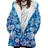 Estilo Europeo y Americano Transfronterizo Más Vendido 2023 Nuevo Abrigo Cortavientos para Mujer Invierno Engrosado con Capucha Estampado de Copo de Nieve 3D Venta al por Mayor