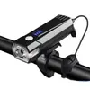 Luz delantera recargable para bicicleta con bocina, doble T6 de alta capacidad 600 lúmenes, para ciclismo nocturno con pantalla de potencia, luz de bocina para bicicleta