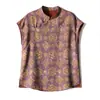Aura Púrpura del Este Tesoros Florecientes: Top de Xiangyunsha de Seda Estilo Chino Nuevo, Top de Jacquard de Seda de Morera para Verano