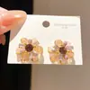 Pendientes de flor de cristal con aguja de plata vintage estilo francés, frescos y dulces, de lujo ligero con un toque de alta gama, diseño único y de nicho