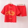 Traje infantil de cuello mao estilo chino traje Tang estilo chino Hanfu de manga corta y pantalón corto largo rojo traje de Año Nuevo chino para hombre