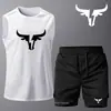 Colete de Secagem Rápida Transfronteiriço Moda Casual Shorts Esportivos Conjunto Verão Cor Sólida Estampado Roupa de Treino Fitness Conjunto de Duas Peças