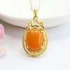Collar con Colgante de Huevo de Paloma de Cera de Abeja Vieja Natural para Mujer, Dropshipping de Transmisión en Vivo de Fábrica de Ámbar Ruso S2120508