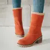Botas para mujer de talla grande para comercio exterior, estilo Wish Amazon, otoño e invierno 2026, botas de nieve de gamuza con tacón grueso de media caña, estilo europeo y americano, botas de algodón para mujer