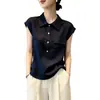 Camisa polo de moda única y chic estilo francés, top versátil de manga corta de color liso para mujer, verano 2026