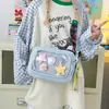 Bolsa Transparente de Ombro Cruzado Cor Sólida, Bonita e Fashion, Versátil, Alto Valor Estético, para Meninas, Adequada para Faculdade e Estilo Anime