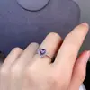 Anillo de Amatista Pura Natural para Mujer, Color Súper Fresco, Piedra Suelta Hidratante Tamaño: 6*6mm Alto Rendimiento S925 Puro