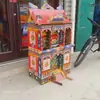 Casa Espiritual de Papel Ondulado Casa de Papel Nova Teto Vermelho Montagem Gratuita Edifício Dobrável de Luxo Mansão de Dias 1,4m Suprimentos para o Festival Qingming