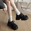 Sapatos Femininos Mary Janes Loafers Plataforma Salto Grosso Bico Fechado Estilo Retrô Francês 2026 Novo Outono Versátil Fivela Couro