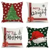 Funda de almohada navideña más vendida transfronteriza con estampado festivo de Papá Noel, funda de almohada para decoración del hogar, venta al por mayor directa del fabricante