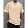 [Camiseta de Algodón Talla Europea] Camiseta Lisa de Manga Corta de Corte Regular, Algodón Transpirable, Cuello Redondo, Top Casual, Temporada de Primavera y Verano