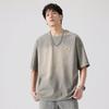 Camiseta de manga corta de marca de moda retro de verano 2025 para hombre, estilo coreano, holgada, de nicho, de peso pesado, de algodón puro, nueva camiseta de media manga de moda