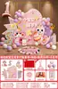 Montagem de Decoração para o Primeiro Aniversário de Menina, Itens para Criar Atmosfera, Cena de Decoração, Painel Kt para Menina, Roupa de Aniversário