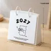 Suporte de Calendário 2027 com Design Divertido de Urso, Novo Ornamento Fofo para Mesa, Planejador para Estudantes, Suporte de Calendário do Ano do Bode