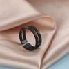 Venta Caliente Transfronteriza Acero Inoxidable Geométrico Anillo Abierto Minimalista para Mujer Hombre Negro Oro Glosario Anillo de Pareja