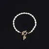 2025 Moda Nueva Transfronteriza Pulsera de Letras Inglesas Cobre Incrustado Circonita Oval Perla de Imitación Pulsera de Perlas al por Mayor