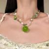 Burbujas de Jugo Dulce Pequeña Manzana Verde Fresca Collar Gargantilla de Perlas de Cristal Cadena para Clavícula Nuevo Estilo 2025