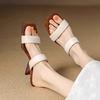 2025 Nueva Moda de Verano Tacón de Forma Especial Sandalias Simples de Cuña Moda Tacones Altos de Una Línea para Mujer