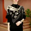 Ropa de Primavera Estilo 2026 para Mujeres de Mediana Edad y Mayores, Camiseta Básica Rejuvenecedora, Top Holgado con Estampado Elegante para Mamás