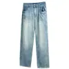 Ropa nueva de primavera para mujer de talla grande, pantalones vaqueros casuales simples con curva 100 kg pantalones adelgazantes de talla grande 9851