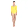 Roupa de Ginástica Dança Performance Manga Longa Gola Redonda Body Triângulo Tamanho Grande Feminino Body Elástico Peça Única Colete