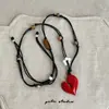 Collar Largo con Colgante de Flor Corazón con Goteo Irregular de Aceite para Mujer, Cadena para Clavícula de Moda Personalizada de Alta Gama