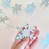 Guirnalda de copo de nieve navideño en azul y blanco, cadena colgante de copo de nieve tridimensional para boda, cumpleaños, hogar y decoración de Año Nuevo