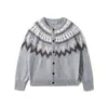 Yidao Vintage Otoño 2026 Nuevo Llegada Estilo Nórdico Retro Fair Isle Tejido Cuello Redondo Botón Cárdigan Tejido Prendas de Abrigo