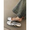 Meias Pantufas Fechadas Prata com Solado Grosso Estilo Francês para Mulheres, Novo Modelo 2025 Mules, Sapatos Mary Jane