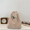 510236 Veludo Cotelê Pequena Floral Sacola de Compras Lancheira Bolsa de Pulso Bolsa Tote para Diversos Organizador Bolsa de Mão