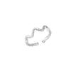 S925 Nicho Simples Onda Assimétrica Anel Feminino Design Versátil Torcido Torcido Liso Abertura Galvanoplastia