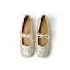 Elegantes zapatos planos Mary Jane de estilo francés para mujer, nuevo modelo 2026, adecuados para combinar con faldas, elegantes bailarinas plateadas de punta fina