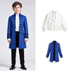 Casaco Formal Europeu e Americano para Meninos de Halloween Cor Sólida Steampunk Retrô Uniforme Gola Alta Roupa Conjunto de Fantasia Cosplay