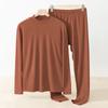 Roupa íntima de veludo dupla face para homens Inverno terno quente Roupas e calças de outono forrado de lã Aquecimento de temperatura constante Lixamento Roupas de base de gola semi-alta