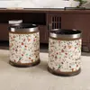 Nuevo Cubo de Basura de Cuero Chino para Hogar Sala de Estar Lujo Ligero Gama Alta Alto Valor Cocina Dormitorio Baño Cubo de Basura Antiguo