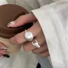 Anillo Abierto Ajustable Versátil de Plata de Ley S925 Mate Cepillado para Mujer, Lujo de Gama Alta de Nicho, Nuevo Artículo