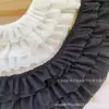 Punhos de Renda Plissada de Chiffon de Três Camadas Elástico Mangas de Suéter Vestido de Bebê Saia Tecido de Saia Estendida Acessórios Larga
