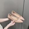 Sapatos de Bico Fino com Aumento Interno e Rebites Sapatos Femininos 2025 Primavera e Verão Nova Moda Versátil Sapatos Estilo Irmã Real Sapatos Escarpins