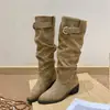Botas altas hasta la rodilla para mujer, nuevas botas de primavera y otoño 2026, tacón grueso, punta fina, botas de plataforma de moda, botas altas de equitación