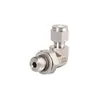 Conector de ángulo recto ajustable de doble férula de acero inoxidable para tubería imperial marca Roke de 1/16 pulgada a 2 pulgadas