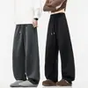 Calça de Moletom Esportiva de Outono Estilo Americano Plus Size para Homens, Casual Solta, para Casal, Perna Larga Reta com Efeito de Caimento 8X