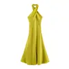 Comercio Exterior Transfronterizo Ropa de Mujer 2026 Nuevo Estilo Europeo y Americano Sexy Cruzado Halter Espalda Descubierta Vestido Largo 8741230