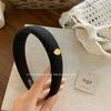 Nueva Banda para el Cabello de Sarja con Textura de Letra y Puntos Ondulados Etiqueta Dorada Accesorios para el Cabello de Moda Diadema de Esponja Francesa Headwear para Mujeres
