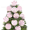 Decoração Popular Transfronteiriça para Árvore de Natal Interna 12 Pirulitos de Menta Vermelho e Branco Grandes e Fofos Toppers para Árvore de Natal